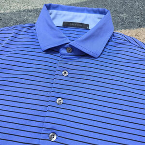 Greyson Polo Shirt Mens S Blue Striped Casual Golf Performance Stretch